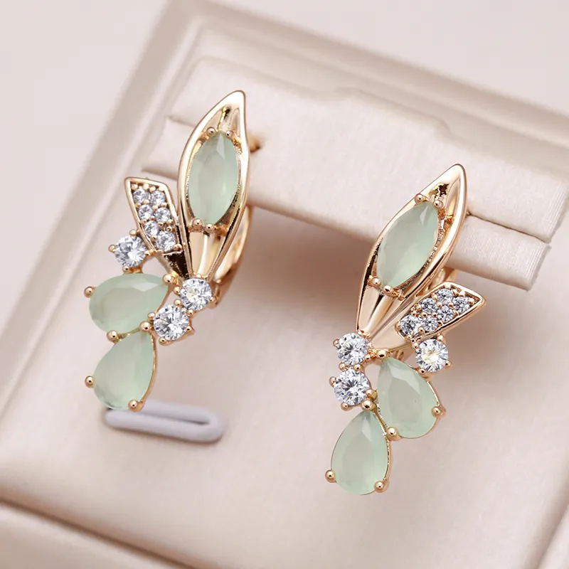 Elegantes Pendientes de Cristal Alas Verdes