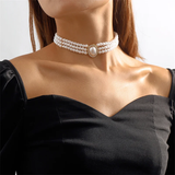 Elegante Three Luminoso Perla Collar