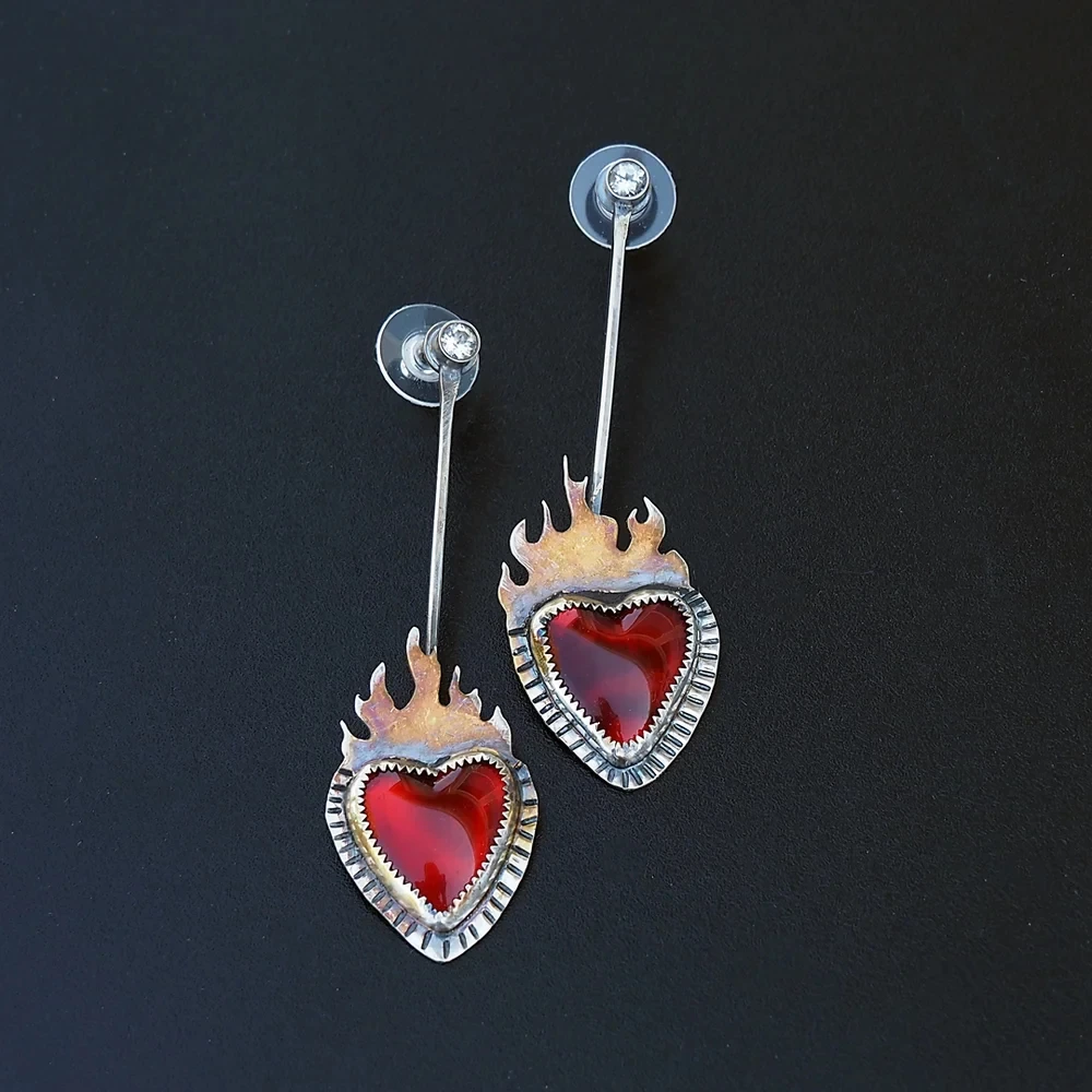 Pendientes Corazón de Fuego Vintage