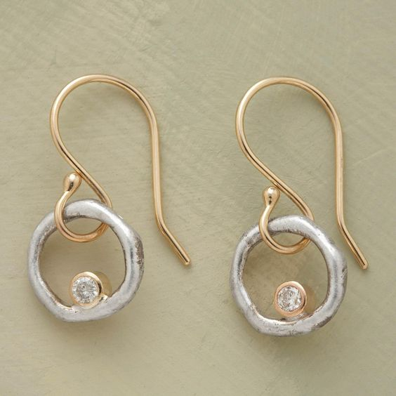 Pendientes en Oro y Plata Vintage con Circonita