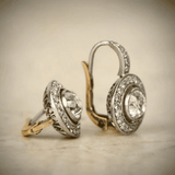 Vintage Dorado y Plateado Cristal Pendientes