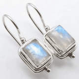 Lustre Square Piedra Luna Pendientes