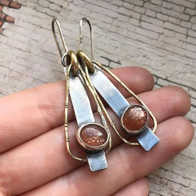 Pendientes Vintage con Piedra Naranja