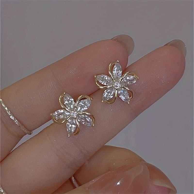 Pendientes Florales Brillantes Elegantes