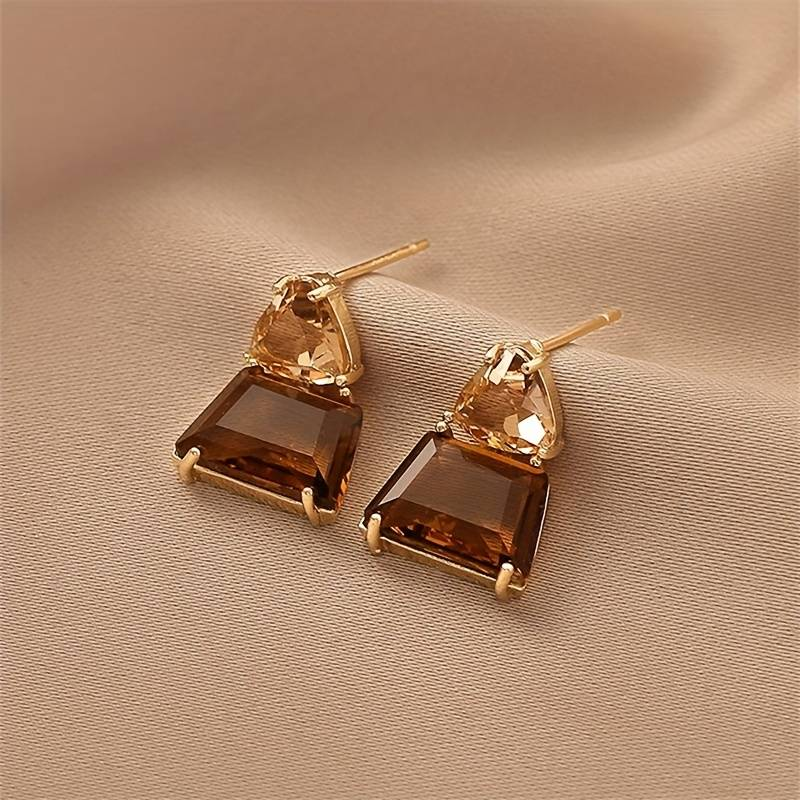 Pendientes de Cristal Marrón Elegante