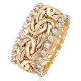 Vintage Dorado Trenzado Circonitas Anillo