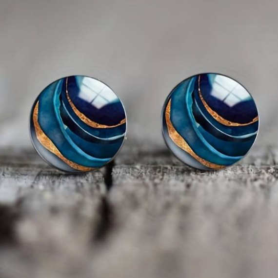 Pendientes Redondos Azules Vintage