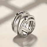 Vintage Multicapa Plateado Anillo