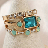 Vintage Blue Cristal Set de Anillos