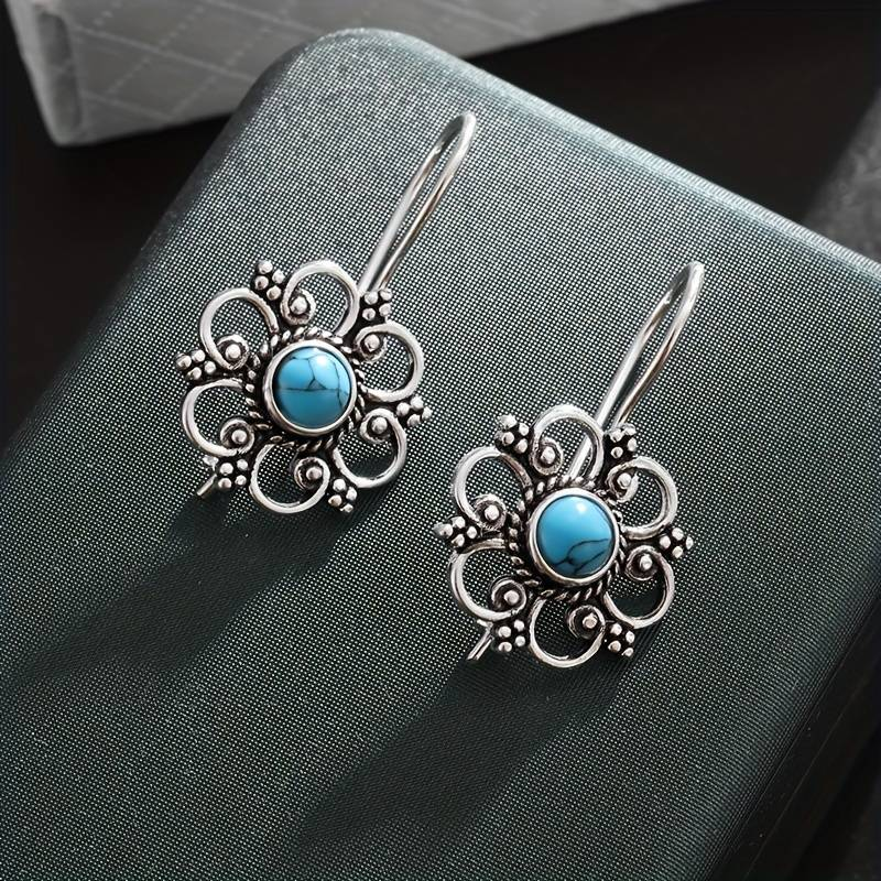 Pendientes Flor Azul Vintage