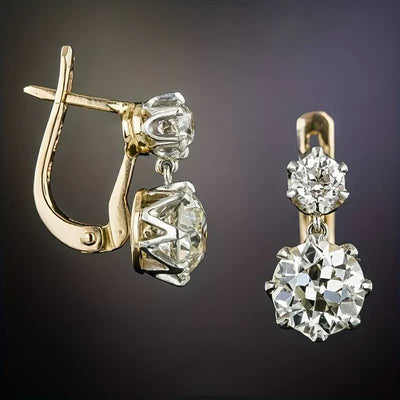 Pendientes Cristal Lunar Cuadrado Vintage