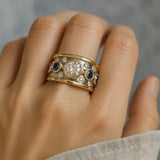 Vintage Circonitas Inlaid Anillo