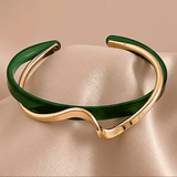 Elegante Verde Esmeralda Wave Pulsera