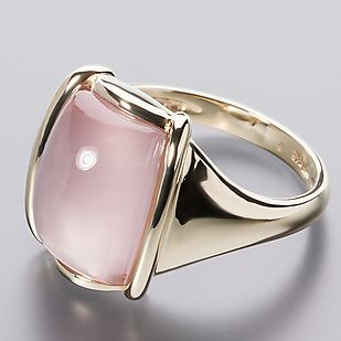 Anillo Cristal Rosado Cuadrado Vintage