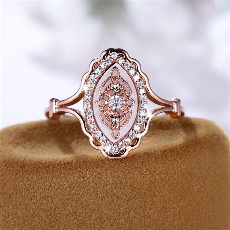 Anillo Brillante Rosado Vintage