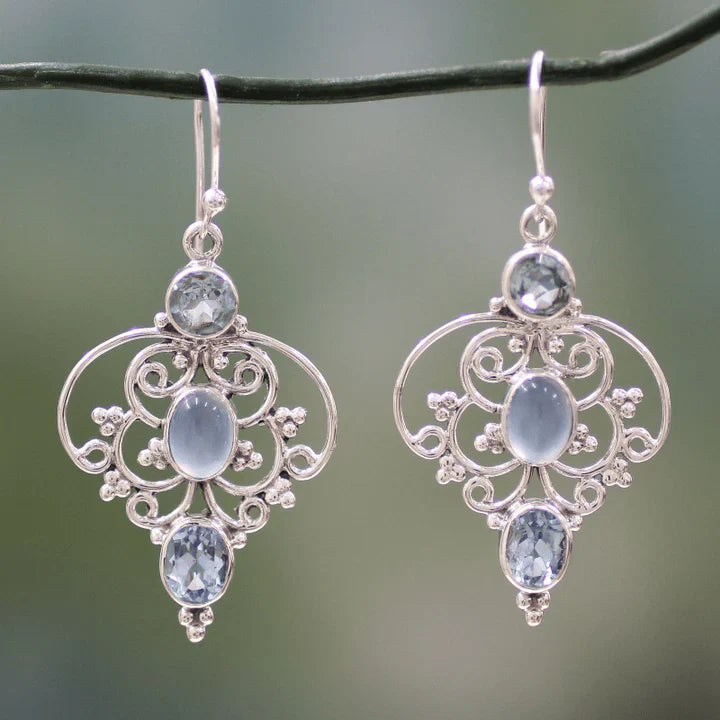 Pendientes Cristal Mandala Lunar Vintage