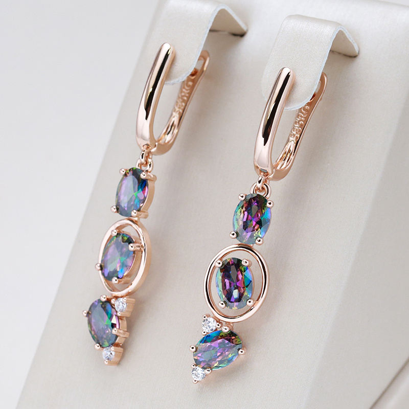 Pendientes con Cristales Multicolores en Oro