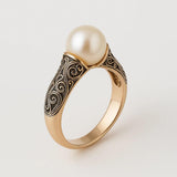 Vintage Perla Golden Anillo