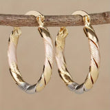 Vintage Round Aro Dorado Plateado y Rose Pendientes