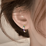 Chic Golden Enamel Pendientes