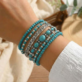 Turquesa de Cuentas Boho Set de Pulseras