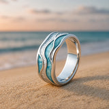 Turquesa Ocean Ripple Anillo