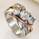 Sculpted Dorado & Plateado Zircon Anillo
