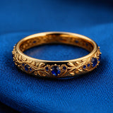 Blue Circonitas Hoja Anillo