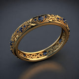 Blue Circonitas Hoja Anillo