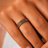 Blue Circonitas Hoja Anillo
