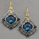 Blue Cristal Drop Pendientes