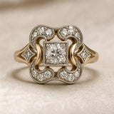 Vintage Circonitas Dorado Anillo