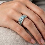 Turquesa Ocean Ripple Anillo
