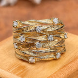 Vintage Dorado Sculpted Band Anillo