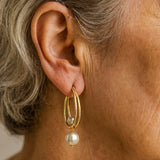 Vintage Dorado Perla Pendientes