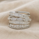 Vintage Multicapa Circonitas Plateado Anillo