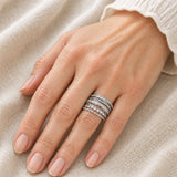 Vintage Multicapa Circonitas Plateado Anillo