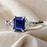 Octagon Cut Zafiro Anillo