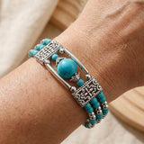 Vintage Plateado Turquesa Piedra Pulsera