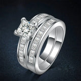 Vintage Plateado Cristal Anillo
