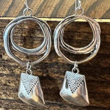 Vintage Plateado Hanging Square Dangle Pendientes